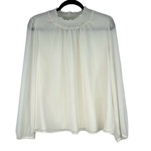 J. Crew Turtleneck Crepe Lined Long Sleeve Blouse Size XL